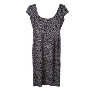 Juniors White and Black Dress Size Small Bodycon Geo Pattern Midi Casual